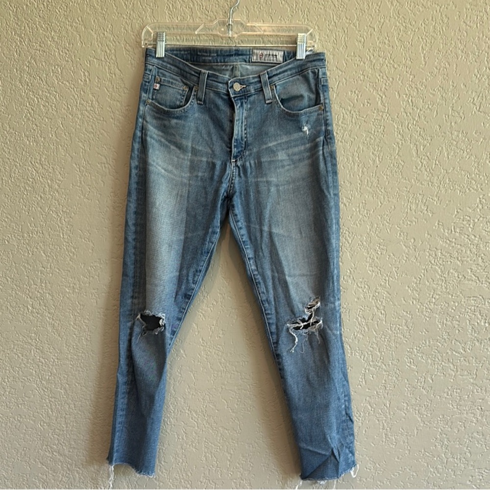 AG Women's Distressed Blue Jeans